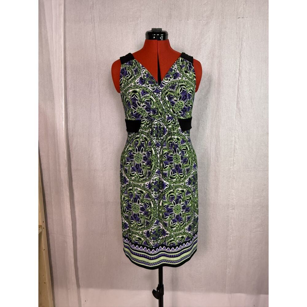 Maggie L Womens Dress 8P Petite Paisley Pattern Shift Sleeveless Multicolor D354